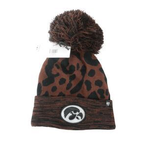 Women's '47 Brown Iowa Hawkeyes Rosette Cuffed Knit Hat Beanie with Pom